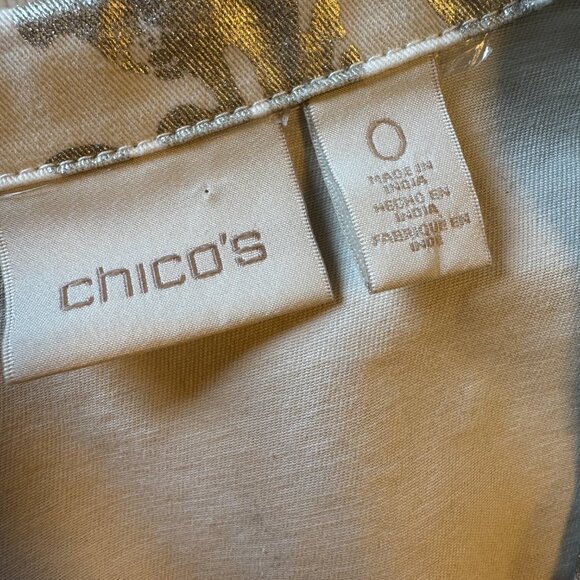 Chicos Novelty Foiled Pattern Jacket Size 4 Small White Blue Ombre Dip Dye - Picture 6 of 11